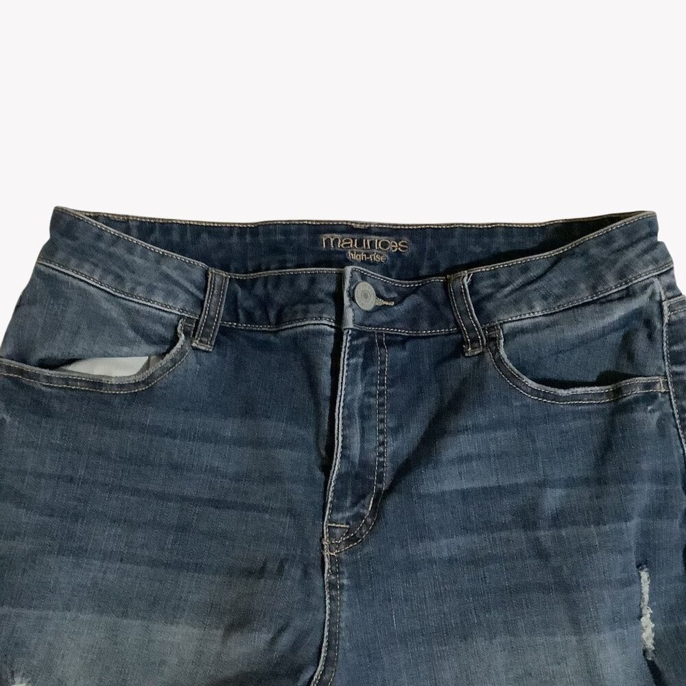 Maurices High-Rise Distressed Blue Denim Jeans Womens Size 16